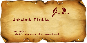 Jakubek Mietta névjegykártya